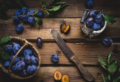 High angle view of fruits on table