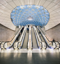 Blurred motion of passengers on escalators at triangeln station