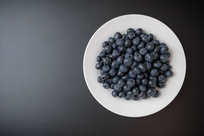 High angle view of fruits in bowl on table