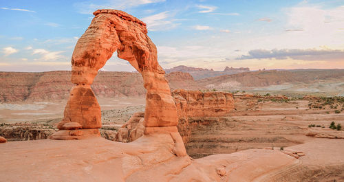 View of rock formations in desert