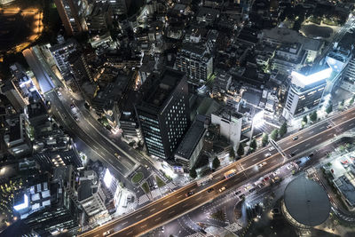 Illuminated cityscape at night