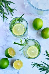 Green fruits on glass table