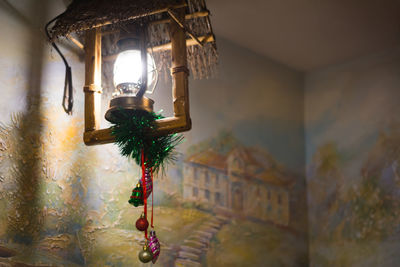 Low angle view of cross hanging