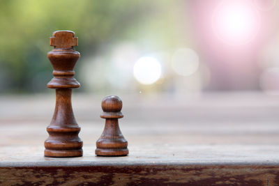 Close-up of chess piece on table