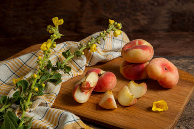 Close-up of fruits on cutting board