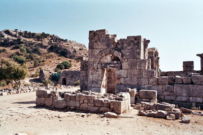 Old ruin building against clear sky