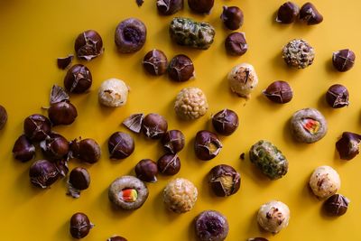 Panellets marzipan sweets and roasted chestnuts