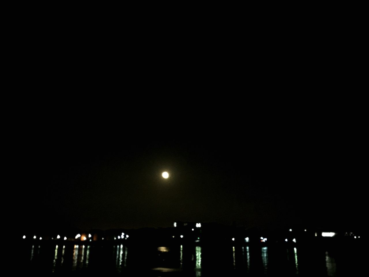 night, illuminated, copy space, dark, moon, clear sky, water, sky, built structure, sea, silhouette, reflection, architecture, lighting equipment, no people, light - natural phenomenon, tranquility, scenics, outdoors, nature