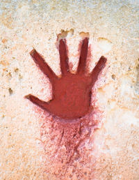 Close-up of human hand on land