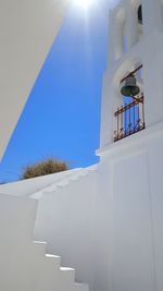 Low angle view of staircase against clear sky