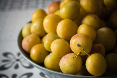 High angle view of apples in bowl