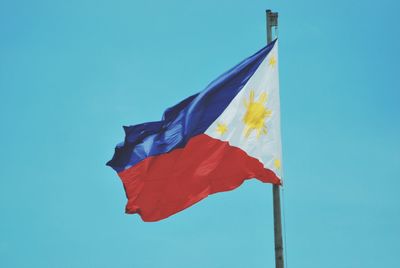 Low angle view of philippines flag against clear sky