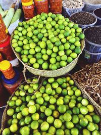 High angle view of fruits for sale in market