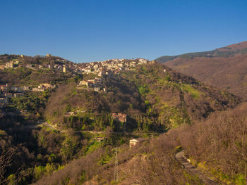 Scenic view of landscape against clear blue sky