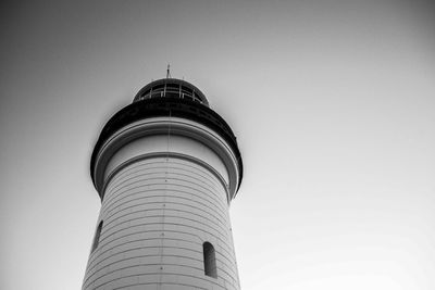 Low angle view of water tower against clear sky