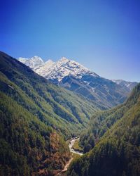 Scenic view of mountains against clear sky