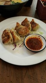 Close-up of served food in plate