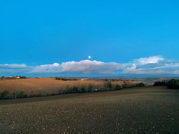 Scenic view of landscape against blue sky