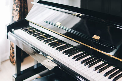 High angle view of piano keys