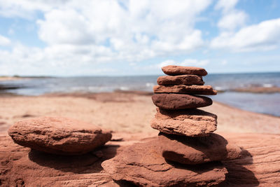 Stack of pebbles on beach