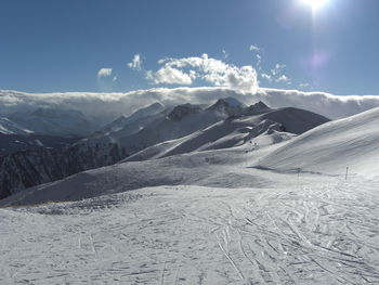 Scenic view of mountains against sky