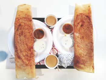 Close-up of breakfast served on table