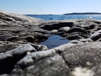 Scenic view of sea against clear sky