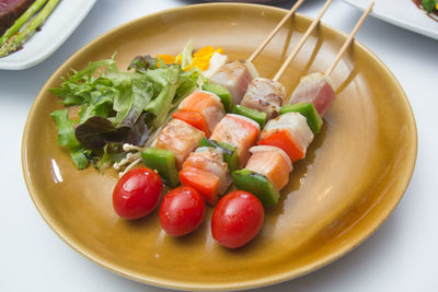 High angle view of salad in bowl