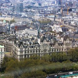 High angle view of city buildings