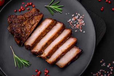 High angle view of food in plate