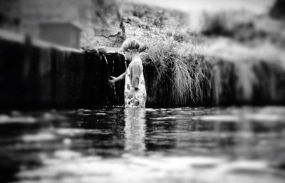 Bird swimming in water