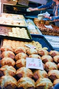 Food for sale at market stall