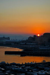 View of sunset over sea