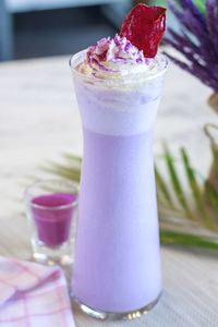 Close-up of drink in glass on table