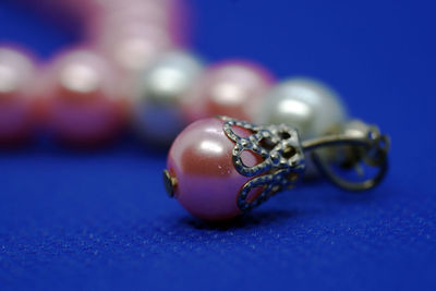 Close-up of blue ball on table