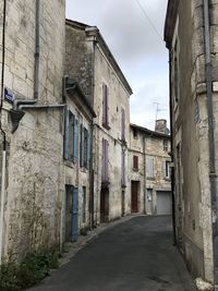 Empty alley amidst buildings in city