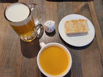 High angle view of coffee on table