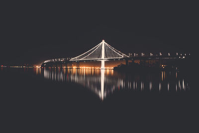 Bridge over river at night