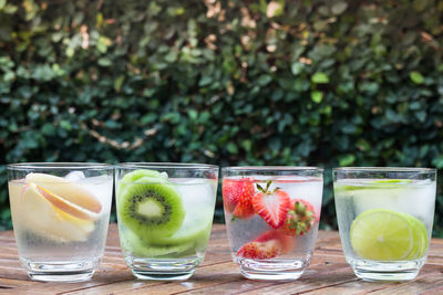 Close-up of drinks on table