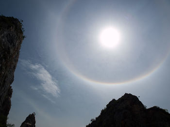 Low angle view of rainbow in sky