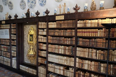 Books on shelf in library