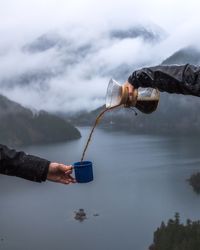 Coffee on a cold foggy morning