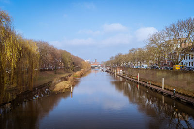 River amidst trees against sky