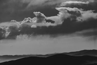 Low angle view of silhouette mountain against sky