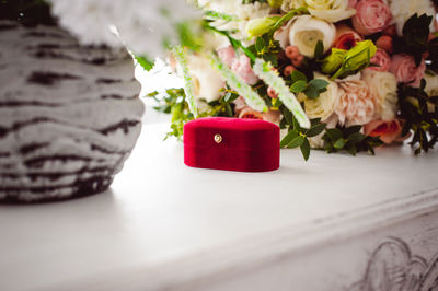 Close-up of flowers on table