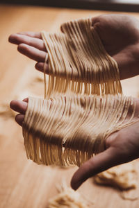 Close-up of person preparing food