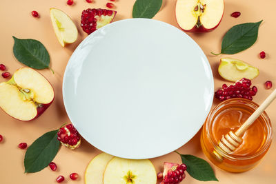 High angle view of food on table