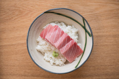 Close-up of sushi served in plate