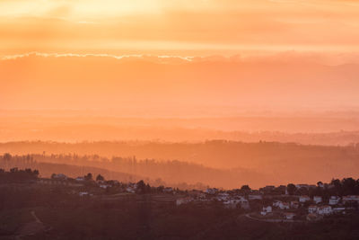 Scenic view of landscape against sky during sunset