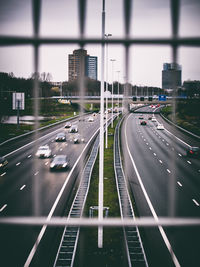 High angle view of highway in city